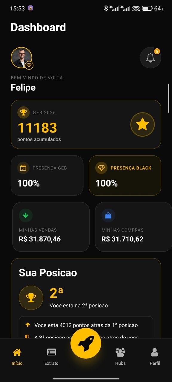 GEB Networking App — tela de gamificação