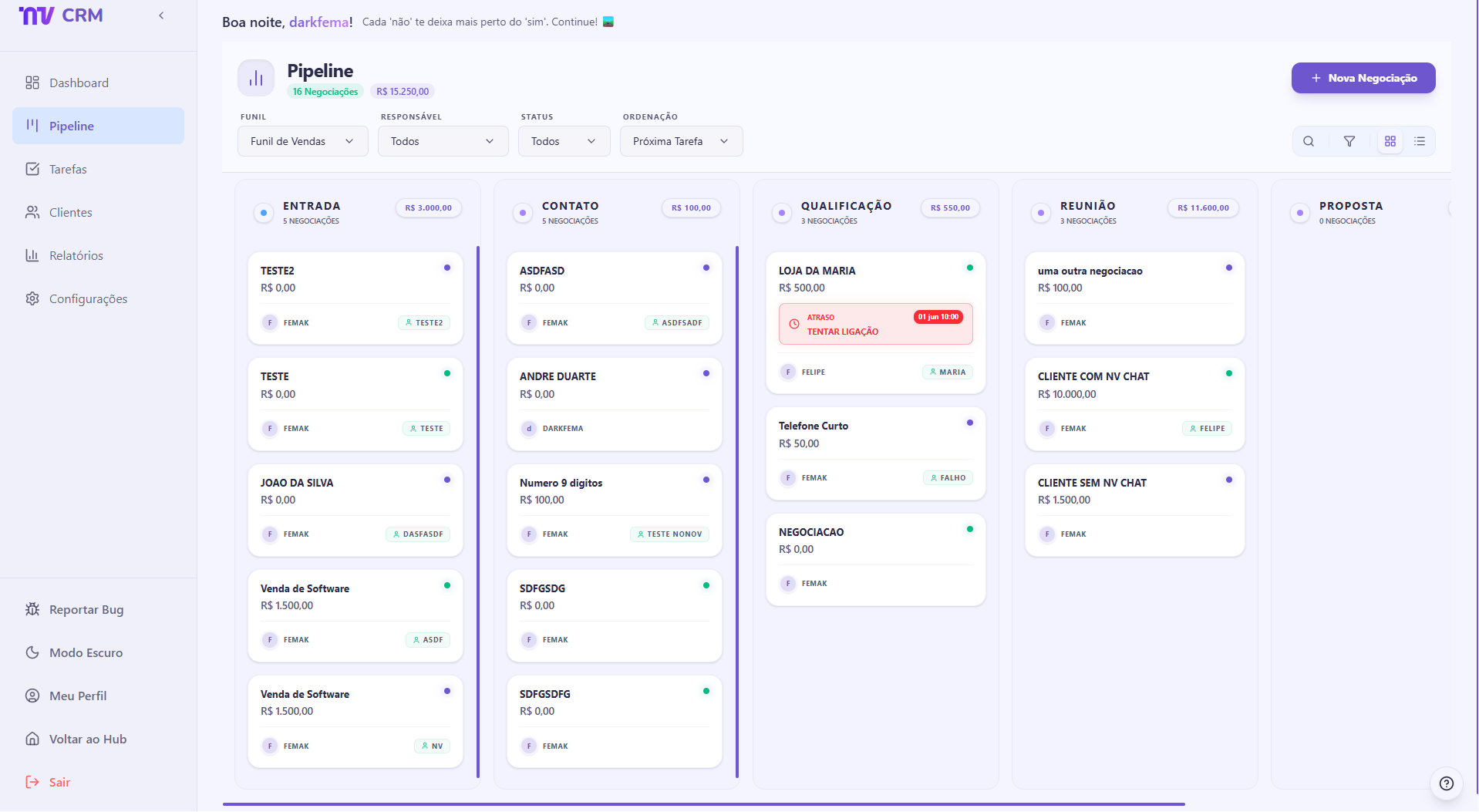 NV CRM — Pipeline Kanban